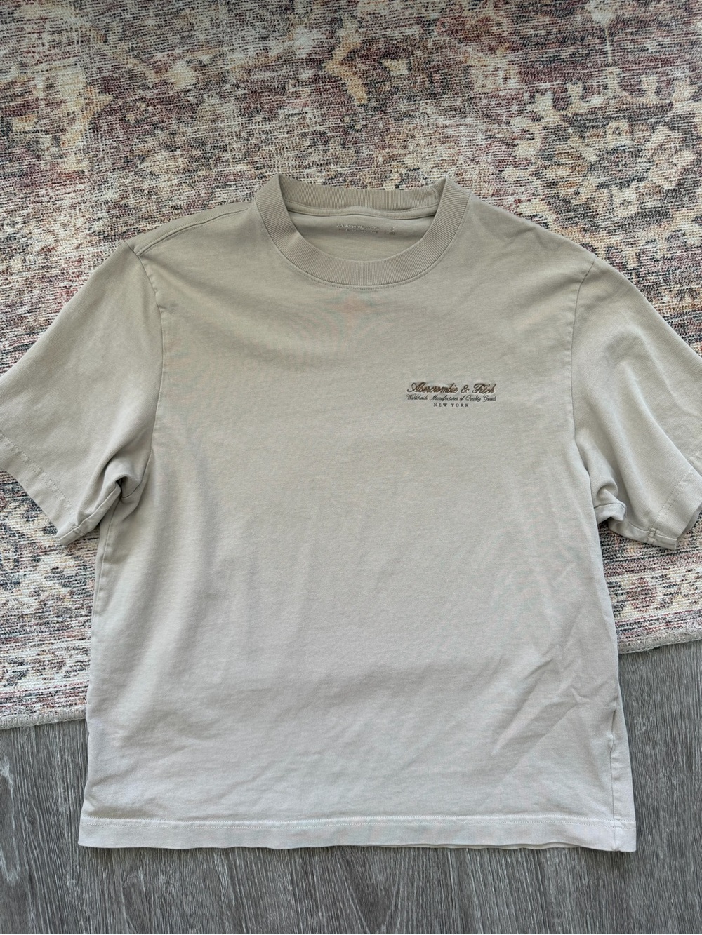 Abercrombie Premium Heavyweight Micro-Logo Tee Taupe Men’s M